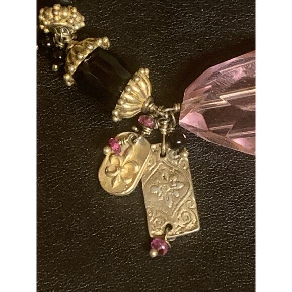 Schaef Designs Charm Bracelet Gold Vermeil, Black Onyx, Crystals & Rose Quartz - Picture 5 of 10